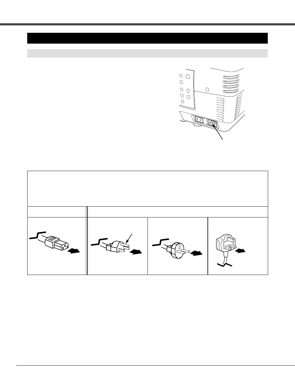 Setting-up projector, Preparation, Connecting ac power cord | Projector side ac outlet side | Sanyo PLC-XF40 User Manual | Page 8 / 52