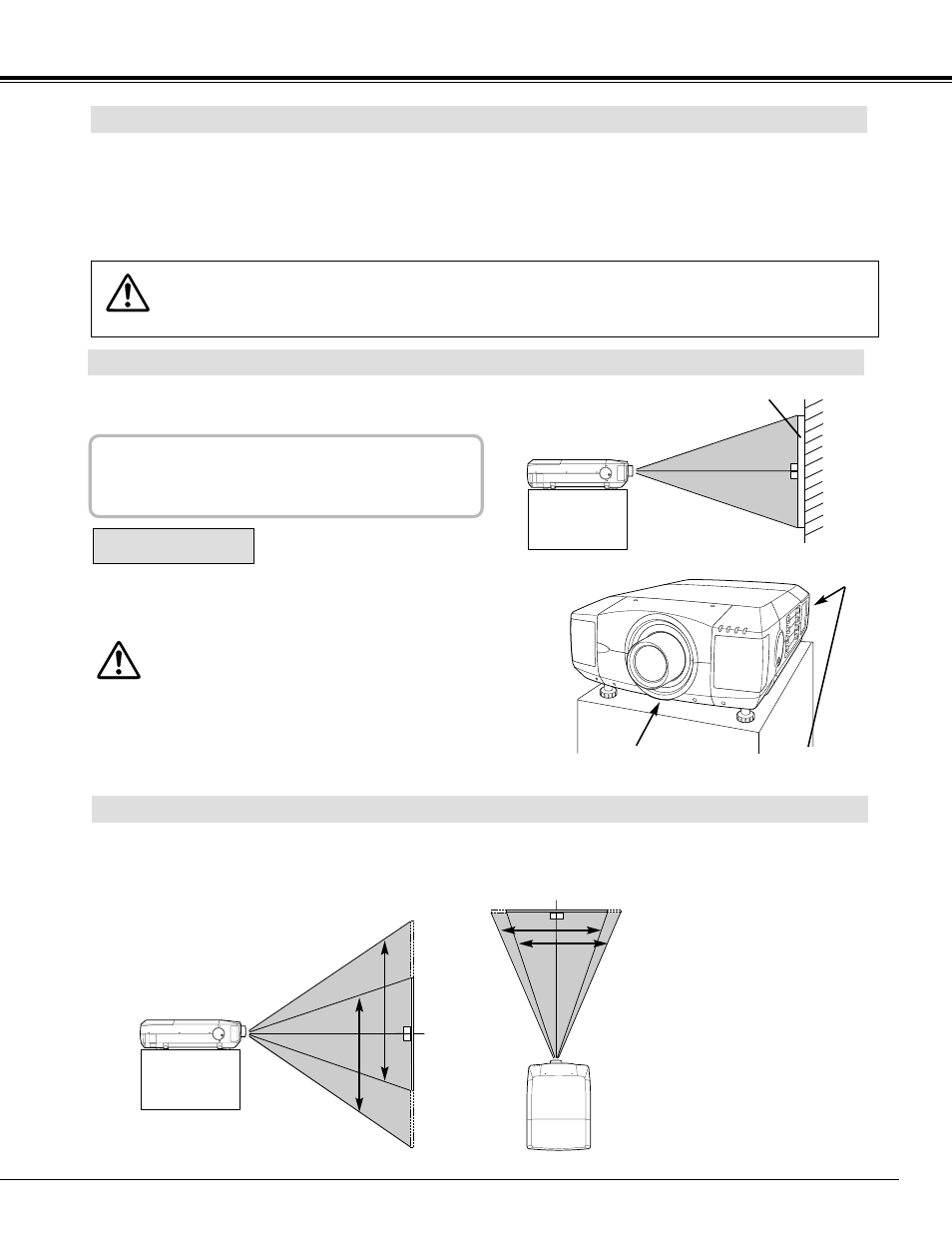 Preparation positioning projector, Lens installation, Lens shift adjustment | Sanyo PLC-XF40 User Manual | Page 9 / 52