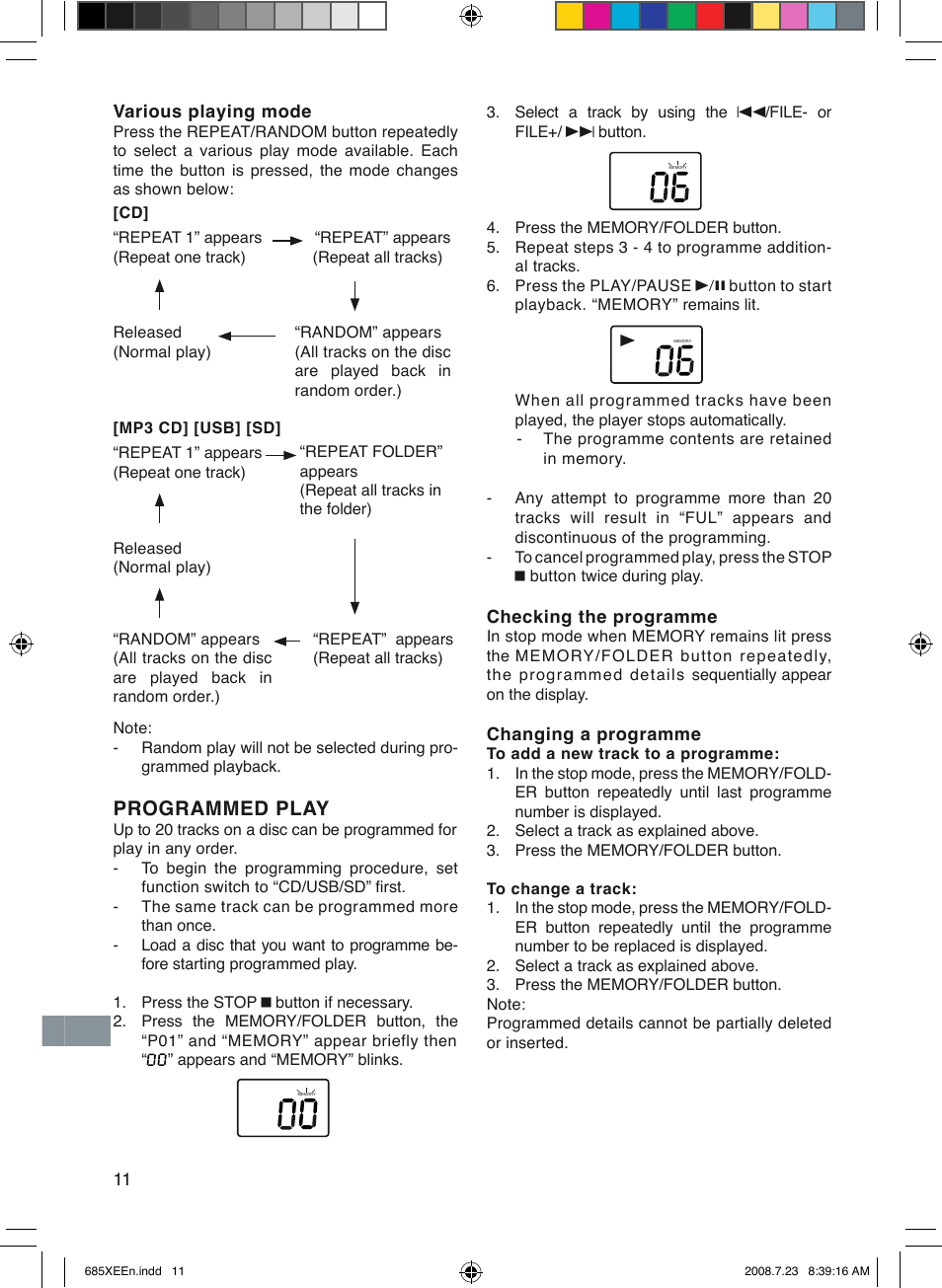 Programmed play | Sanyo MCD-UB685M User Manual | Page 12 / 52