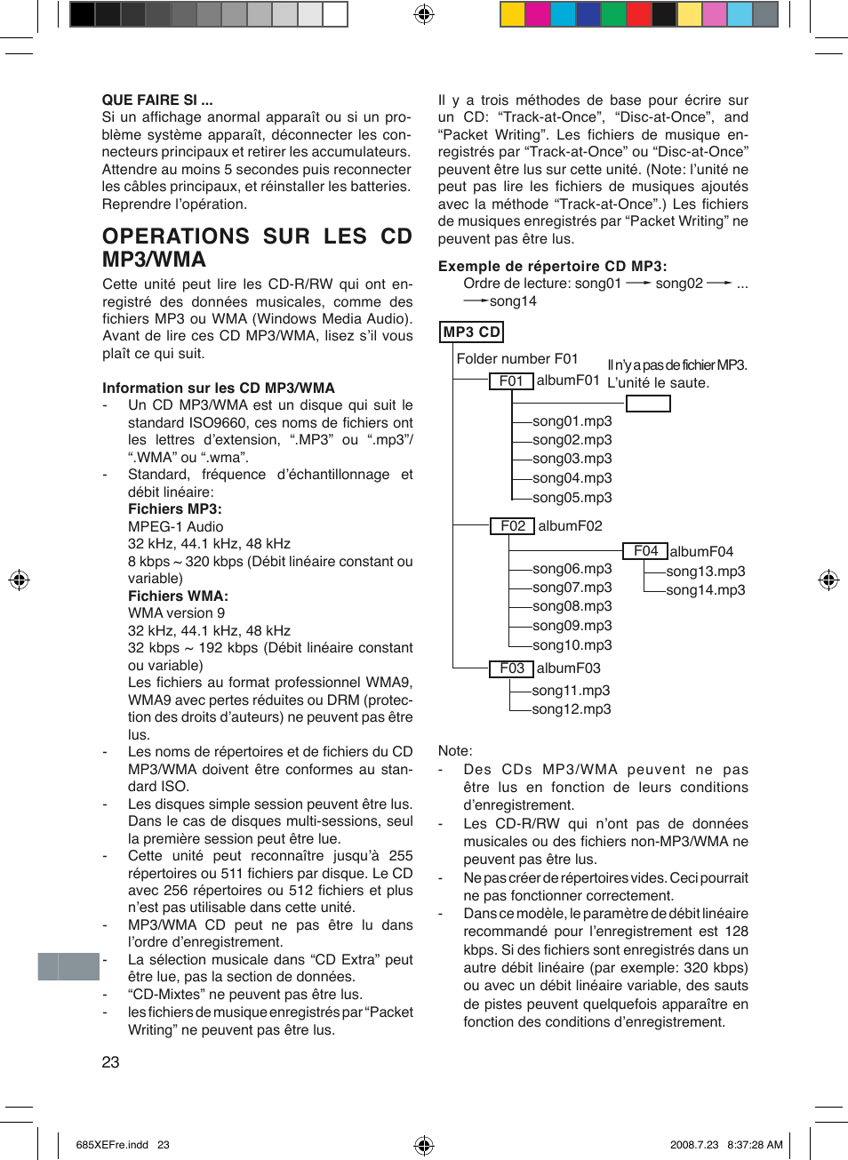 Operations sur les cd mp3/wma | Sanyo MCD-UB685M User Manual | Page 24 / 52