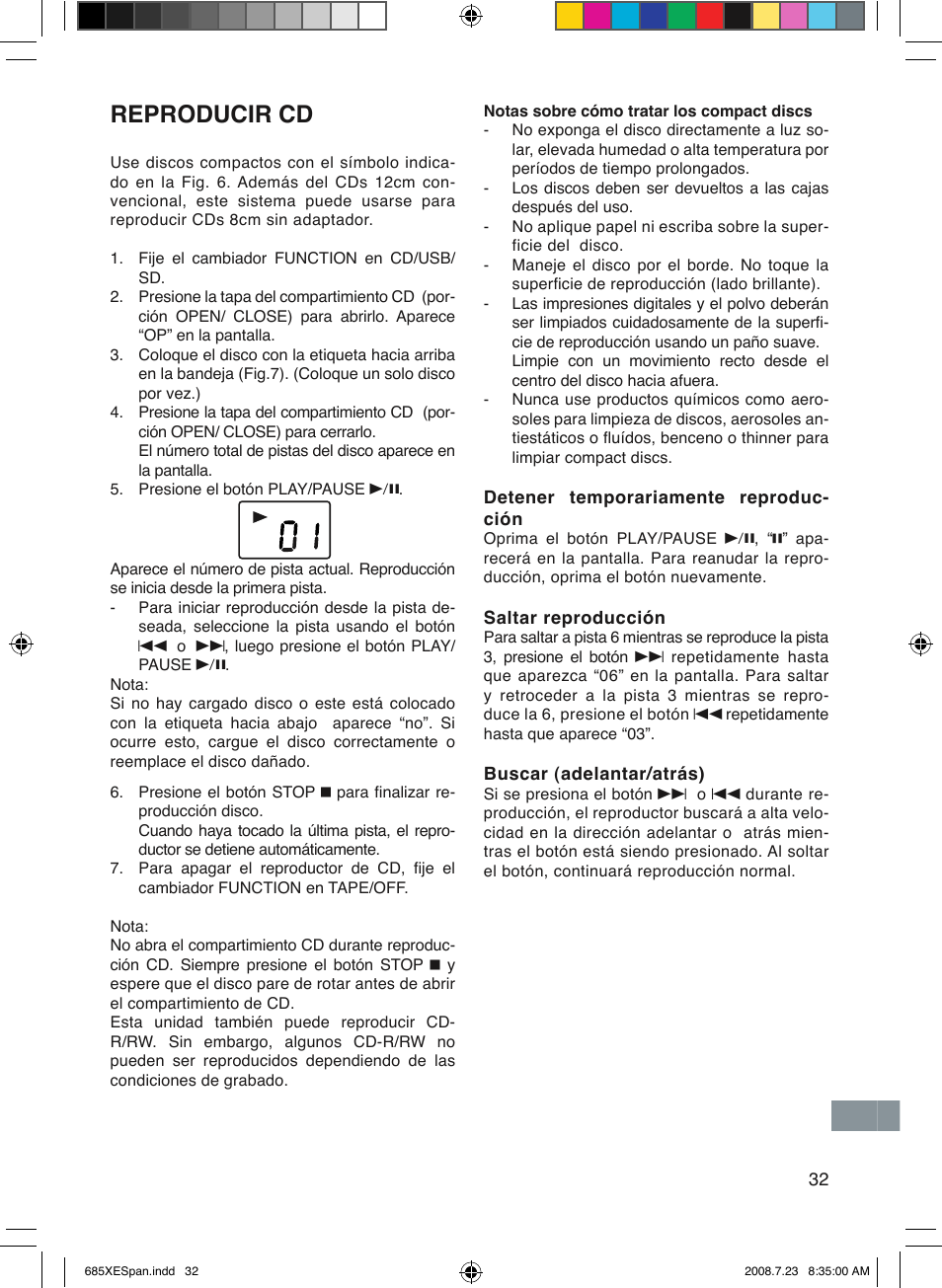 Reproducir cd | Sanyo MCD-UB685M User Manual | Page 33 / 52