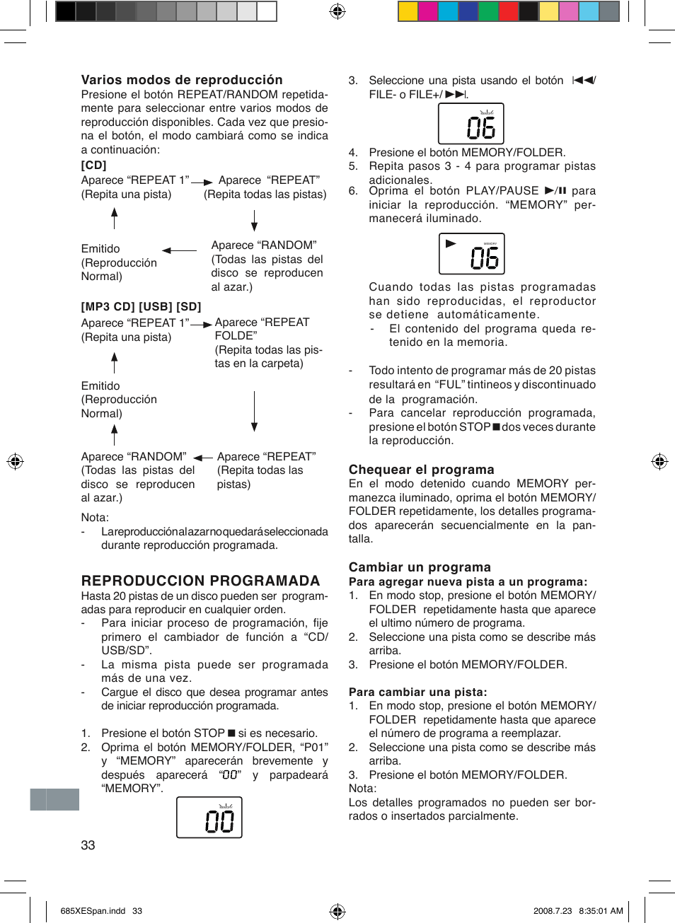 Reproduccion programada | Sanyo MCD-UB685M User Manual | Page 34 / 52