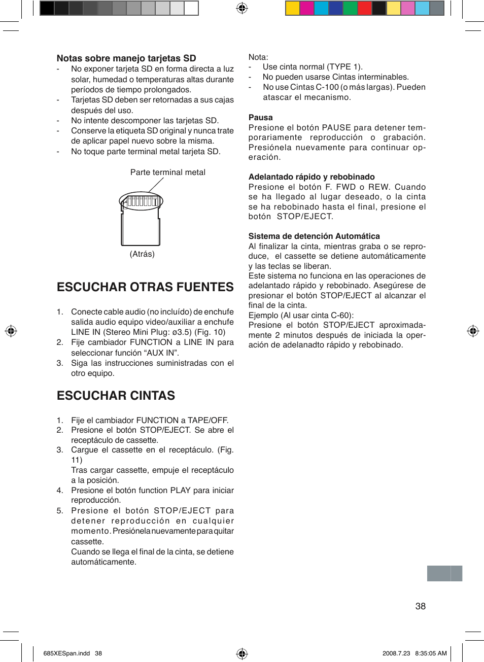 Escuchar otras fuentes, Escuchar cintas | Sanyo MCD-UB685M User Manual | Page 39 / 52