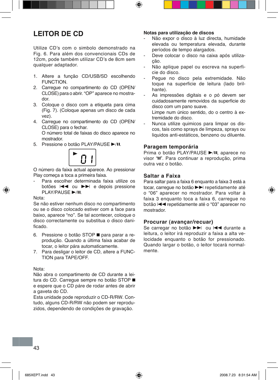 Leitor de cd | Sanyo MCD-UB685M User Manual | Page 44 / 52