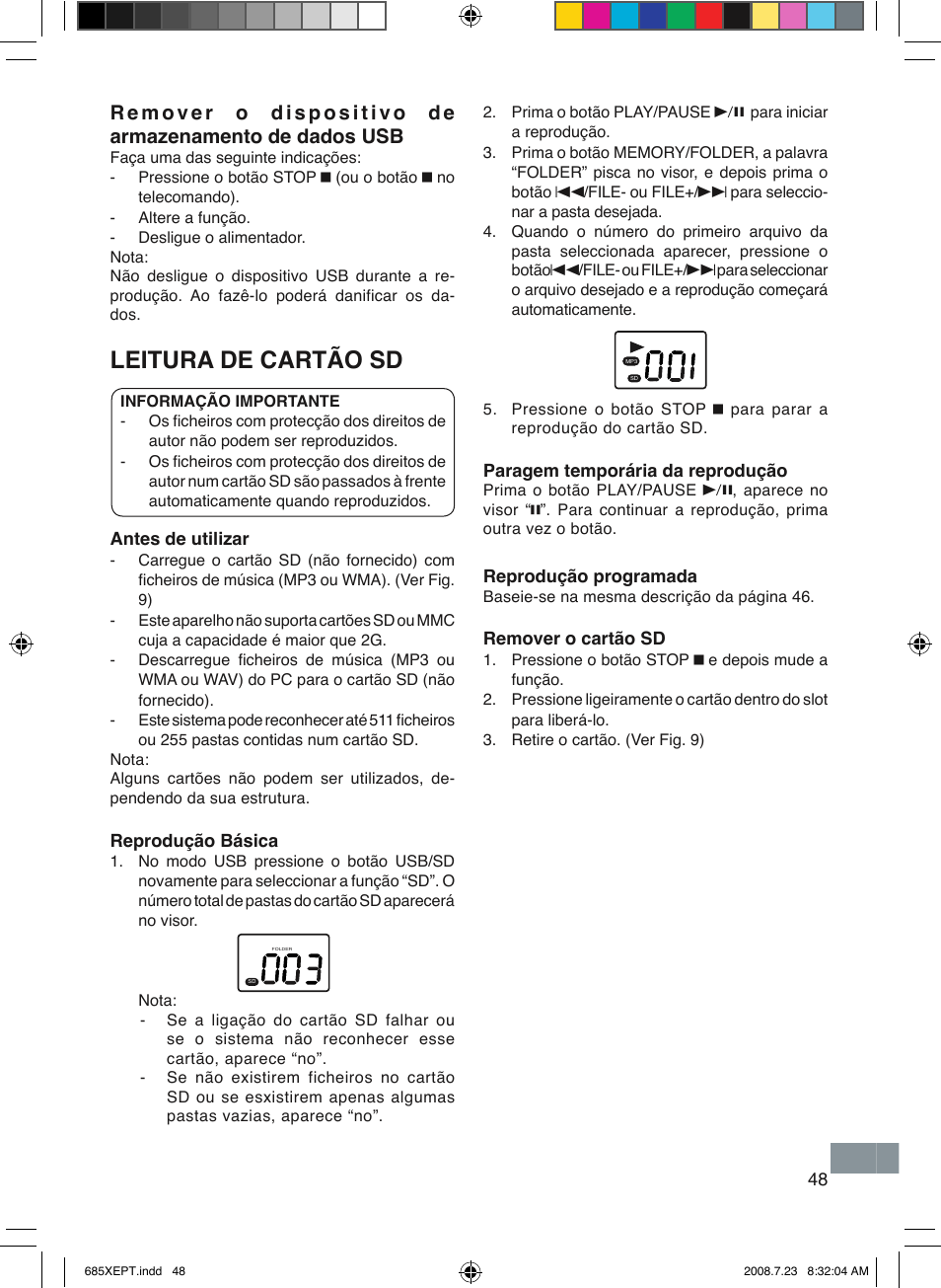 Leitura de cartão sd | Sanyo MCD-UB685M User Manual | Page 49 / 52