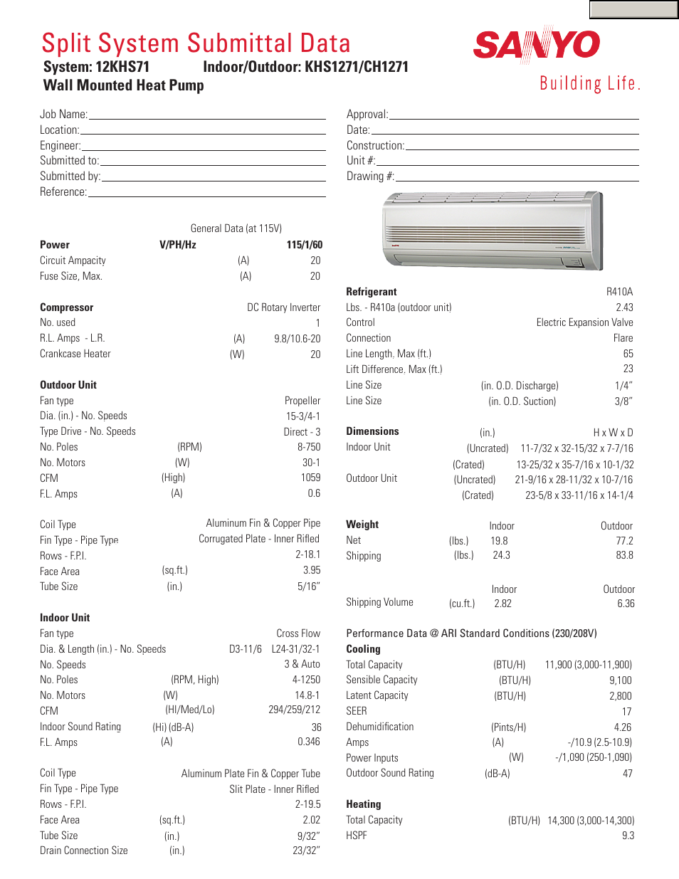 Sanyo 12KHS71 User Manual | 2 pages