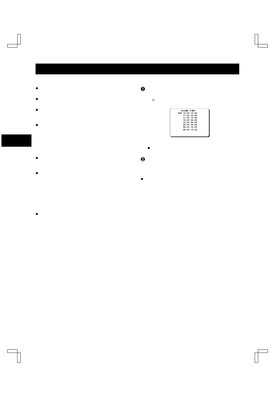 Alarm recording, Alarm recording counter display, Connections to the alarm in/out terminals | Alarm reset in terminal, Checking the alarm recordings time | Sanyo TLS-9960 User Manual | Page 22 / 48