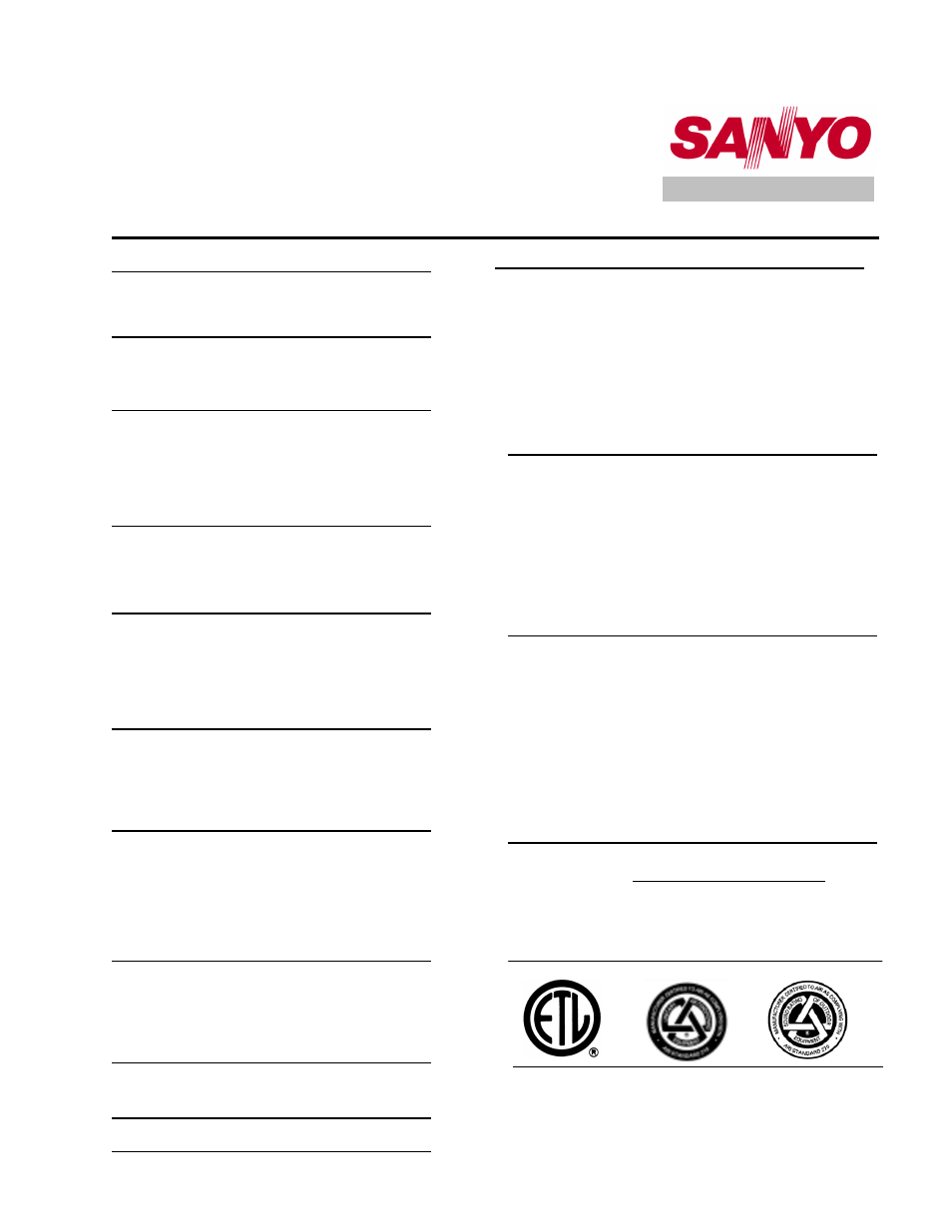 Submittal sheet, 24xls32a, System | Sanyo 24XS32A User Manual | Page 2 / 3