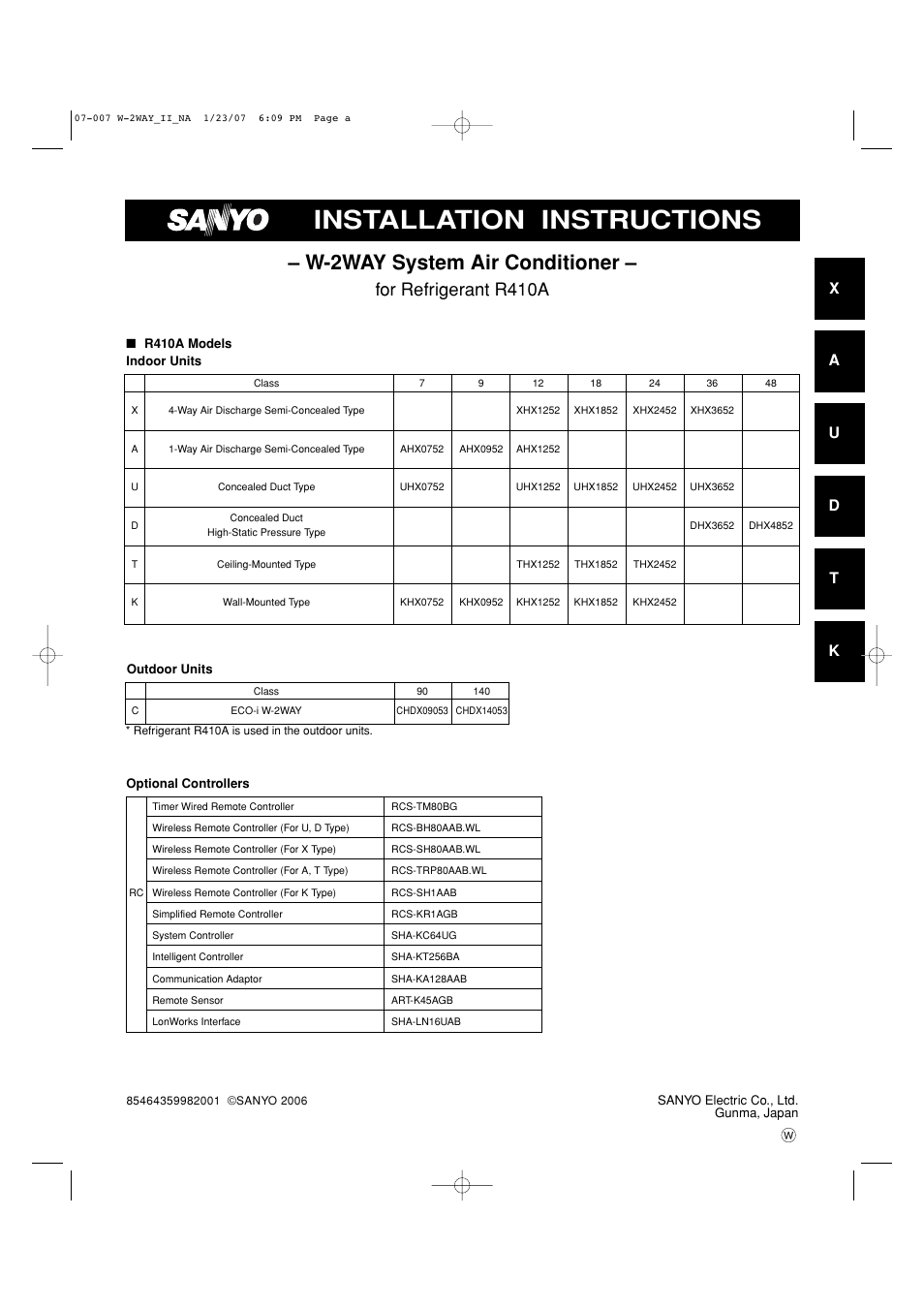 Sanyo R410A User Manual | 96 pages