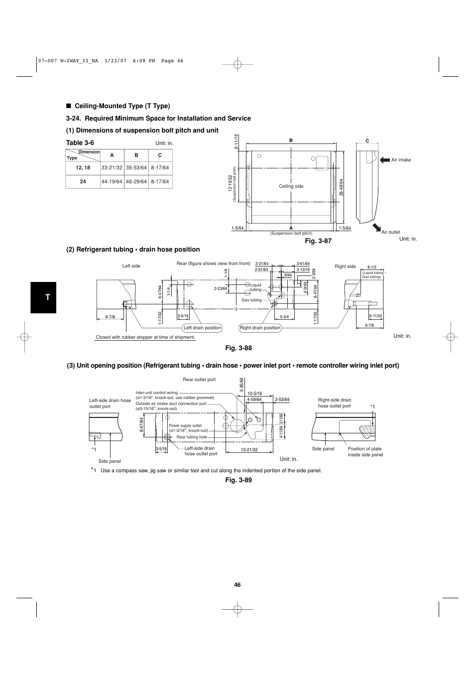 85464359982001(usa eco-i_4), 2) refrigerant tubing • drain hose position, Fig. 3-89 | Sanyo R410A User Manual | Page 46 / 96