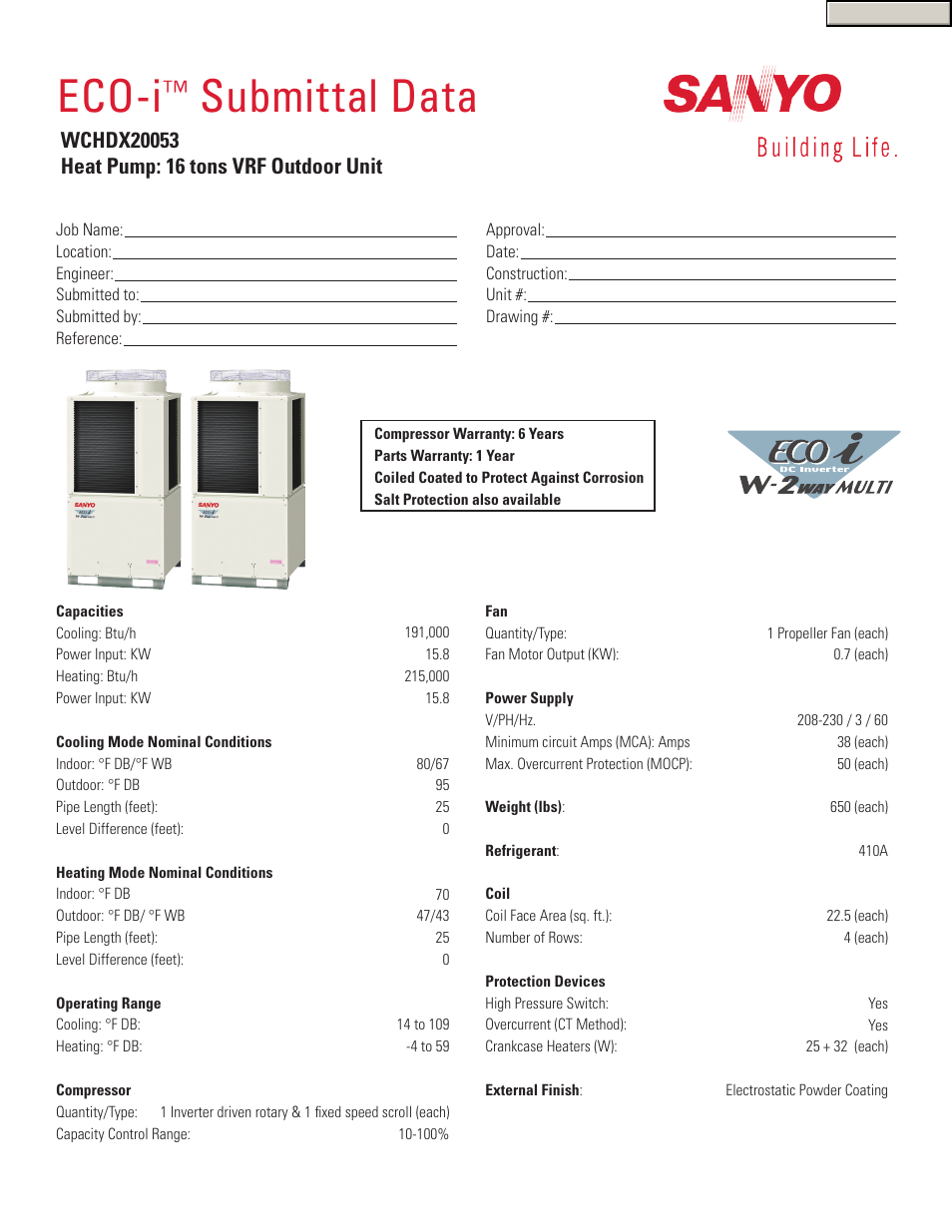 Sanyo WCHDX20053 User Manual | 2 pages
