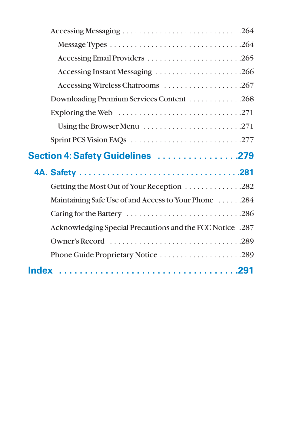 Index | Sanyo QWEST SCP-8300 User Manual | Page 13 / 310