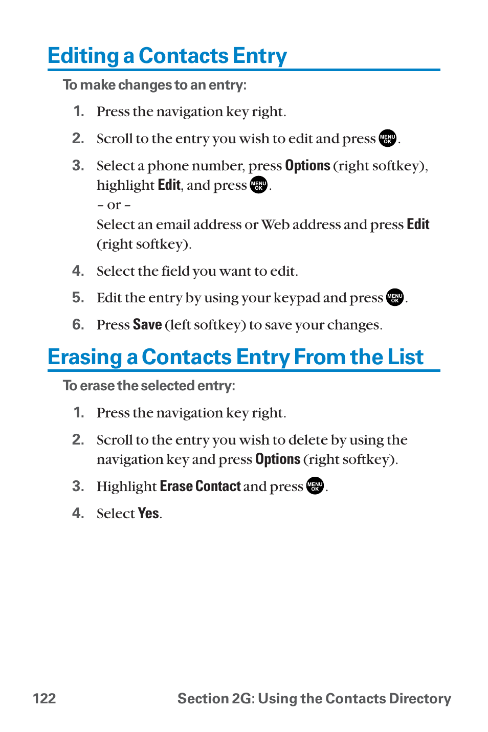 Editing a contacts entry, Erasing a contacts entry fro, Erasing a contacts entry from the list | Sanyo QWEST SCP-8300 User Manual | Page 138 / 310