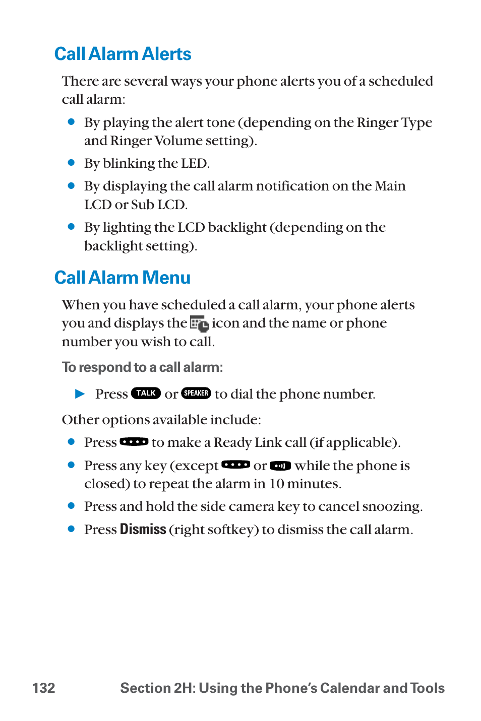 Call alarm alerts, Call alarm menu | Sanyo QWEST SCP-8300 User Manual | Page 148 / 310