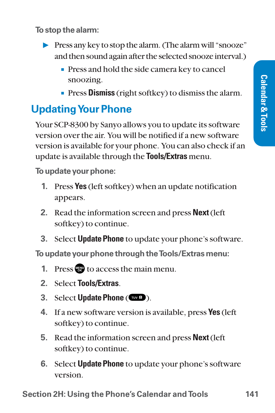 Updating your phone | Sanyo QWEST SCP-8300 User Manual | Page 157 / 310
