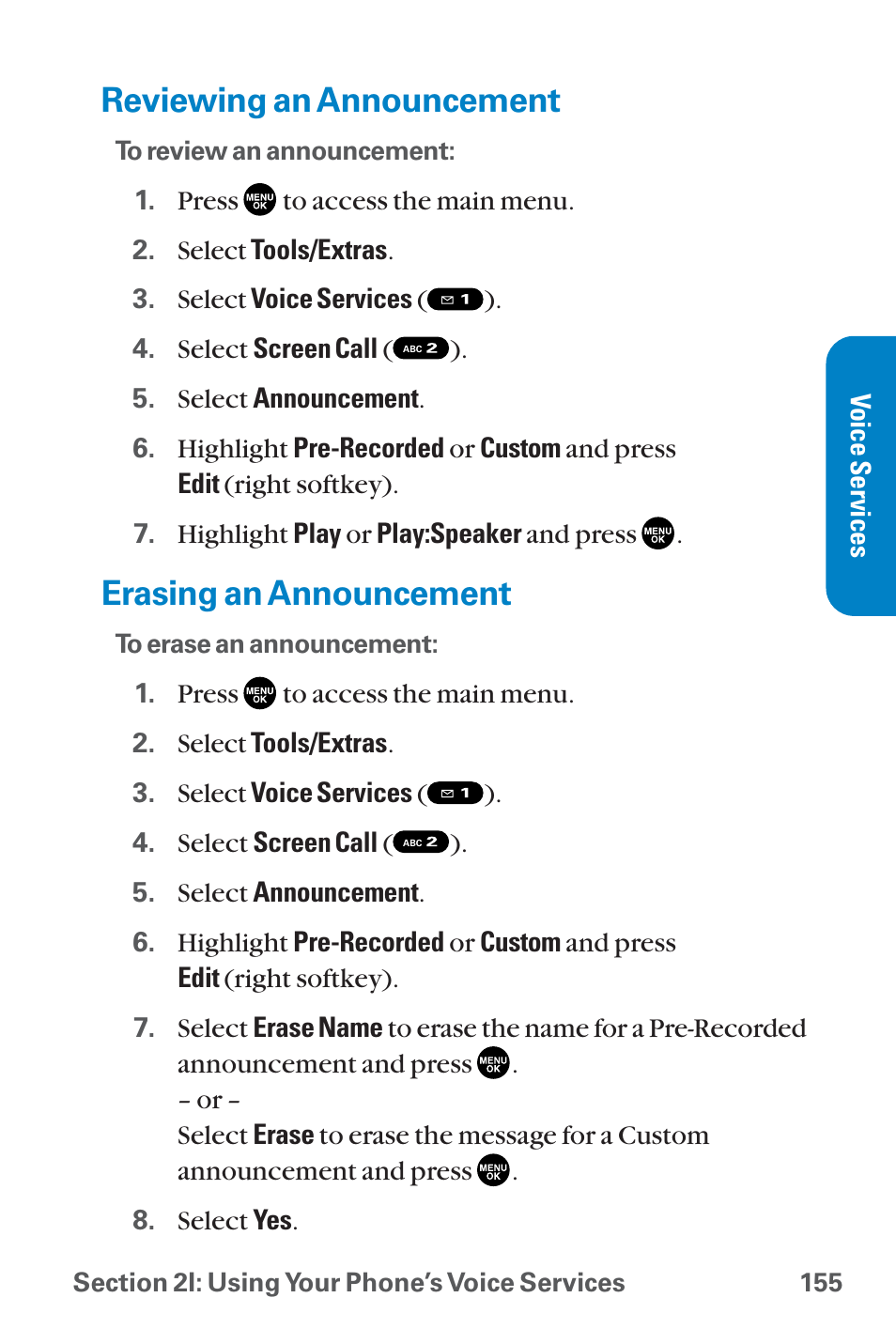 Reviewing an announcement, Erasing an announcement | Sanyo QWEST SCP-8300 User Manual | Page 171 / 310