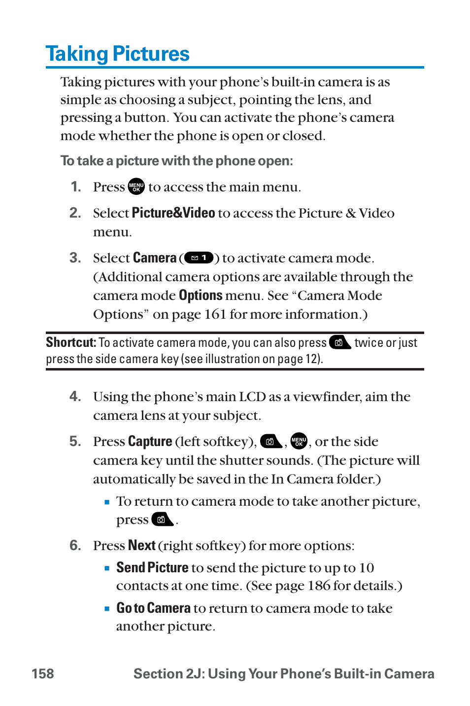 Taking pictures | Sanyo QWEST SCP-8300 User Manual | Page 174 / 310