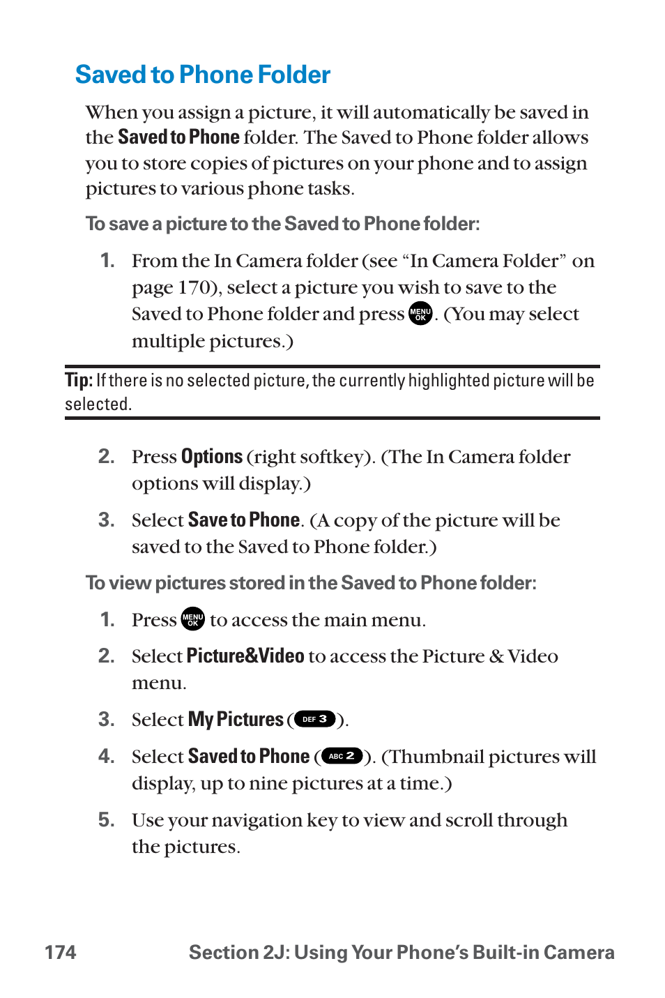 Saved to phone folder | Sanyo QWEST SCP-8300 User Manual | Page 190 / 310