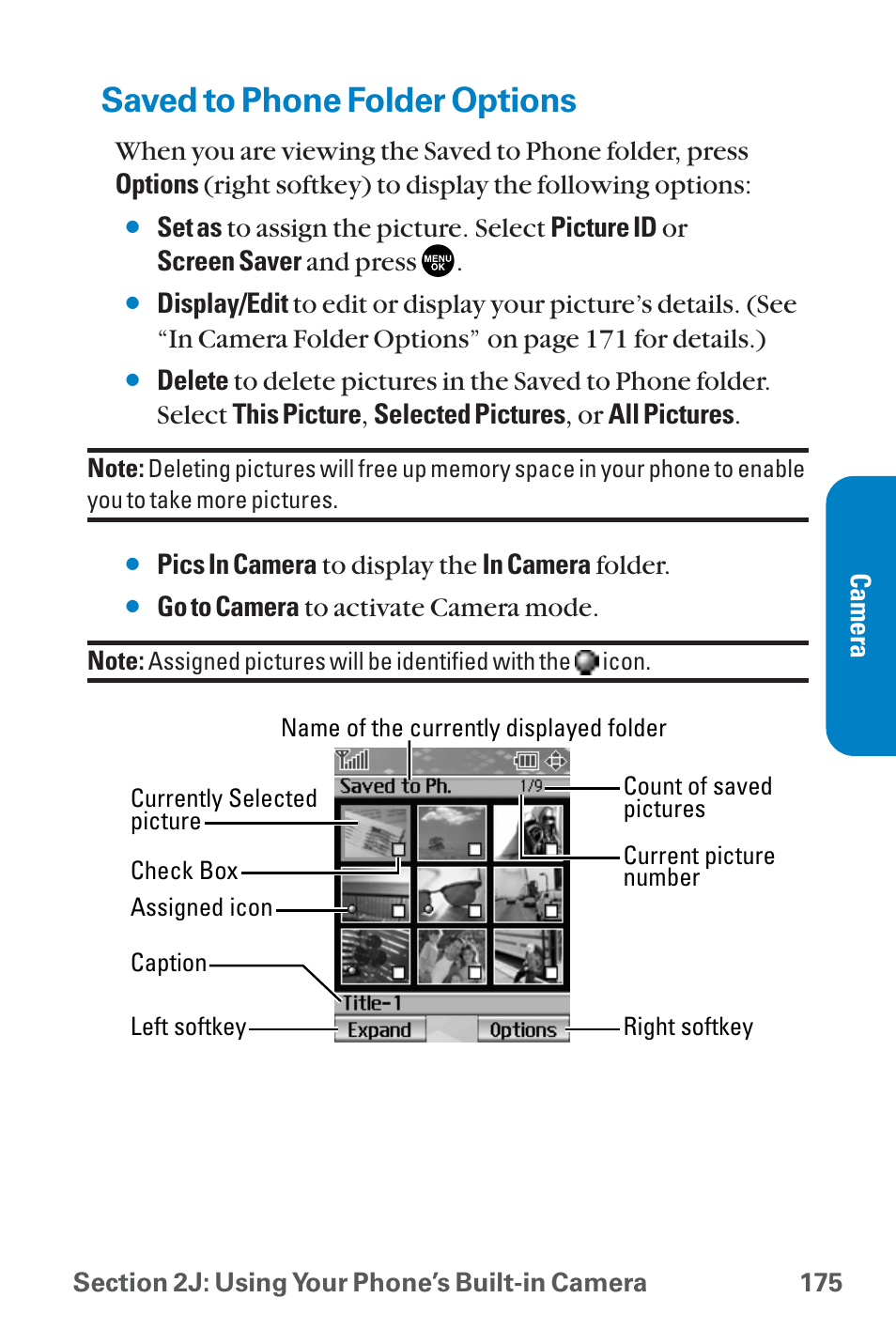 Saved to phone folder options | Sanyo QWEST SCP-8300 User Manual | Page 191 / 310