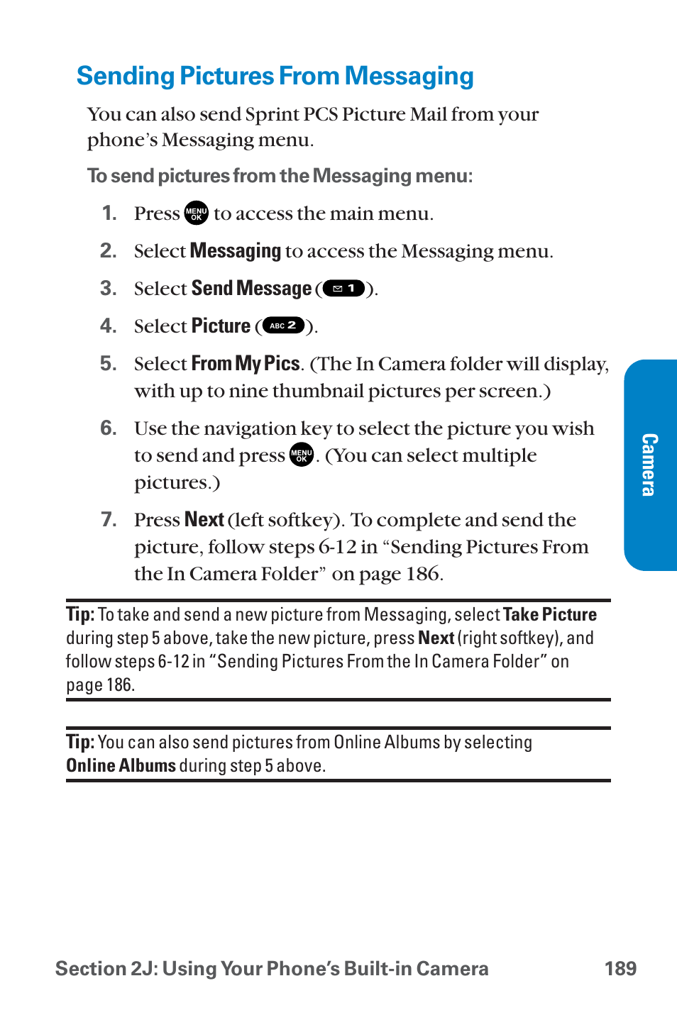 Sending pictures from messaging | Sanyo QWEST SCP-8300 User Manual | Page 205 / 310