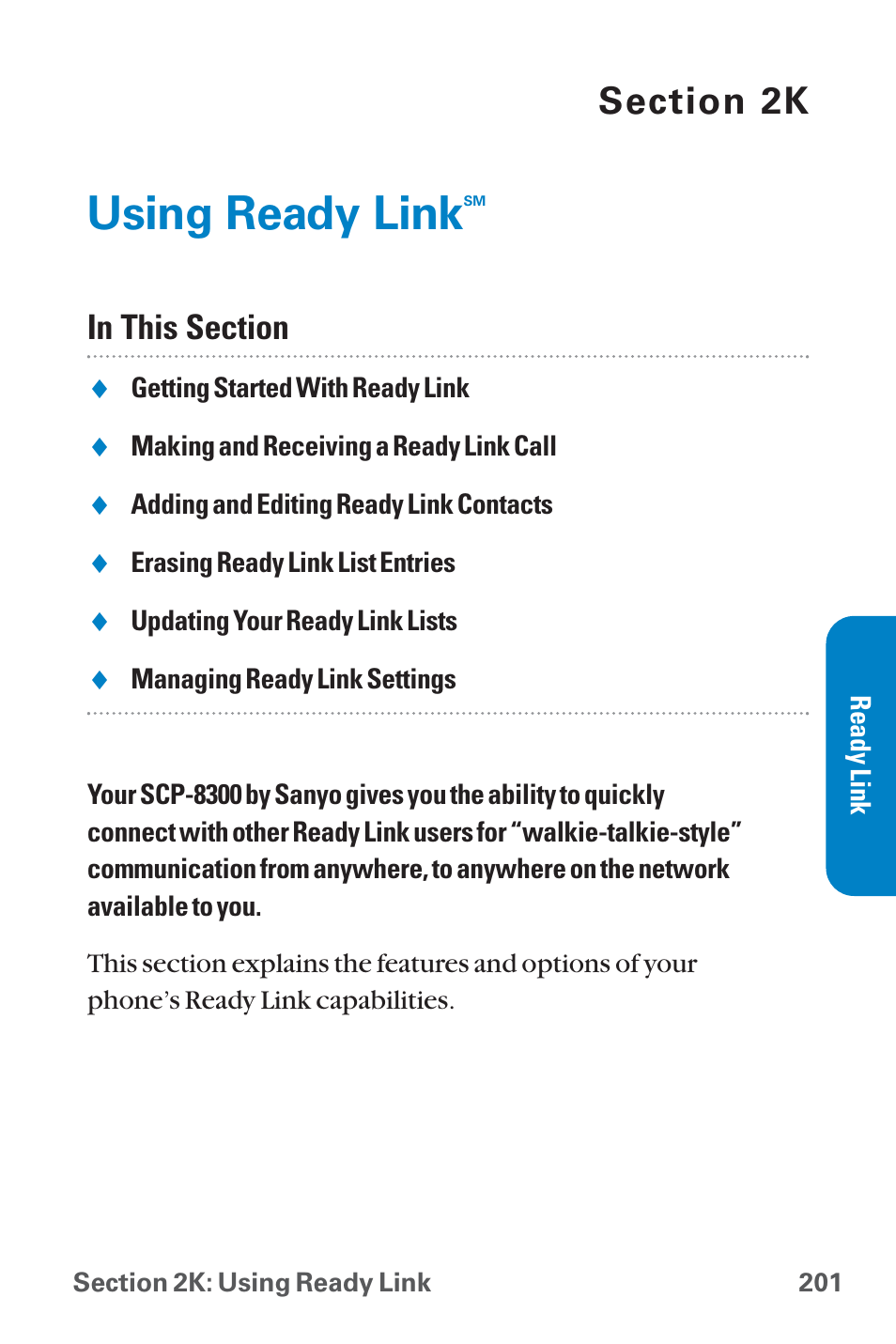 Using ready link | Sanyo QWEST SCP-8300 User Manual | Page 217 / 310