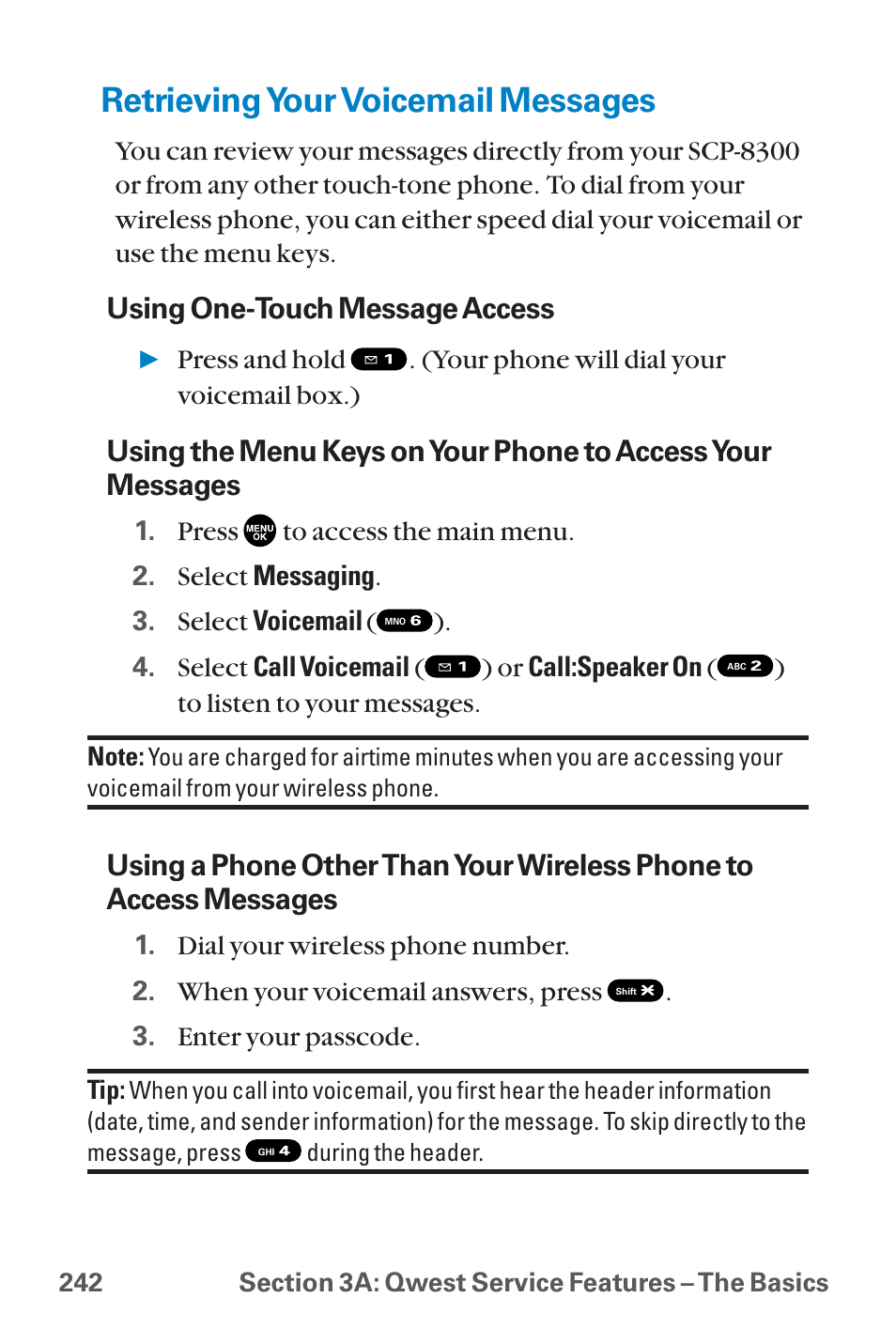 Retrieving your voicemail me, Retrieving your voicemail messages | Sanyo QWEST SCP-8300 User Manual | Page 258 / 310