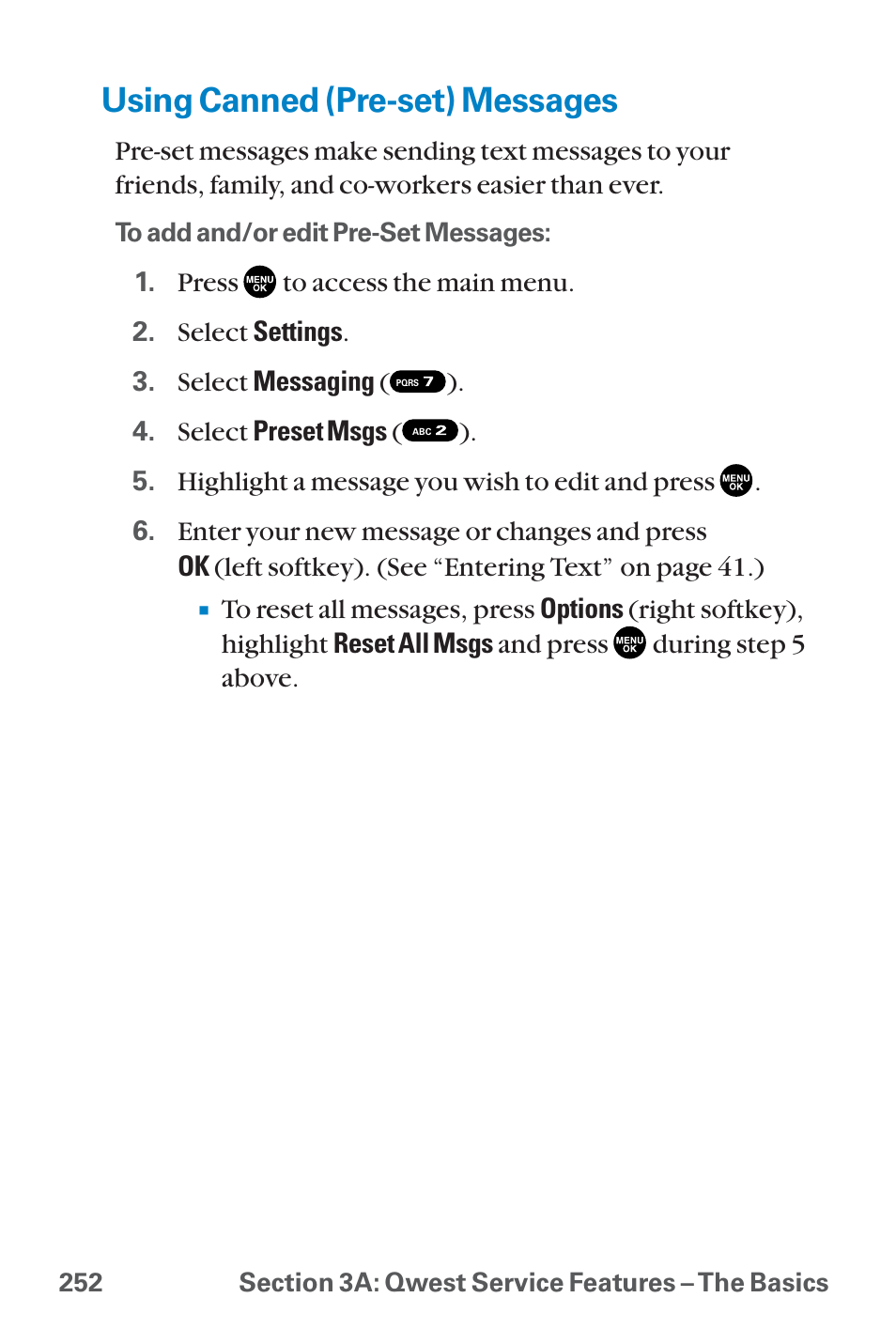 Using canned (pre-set) messages | Sanyo QWEST SCP-8300 User Manual | Page 268 / 310