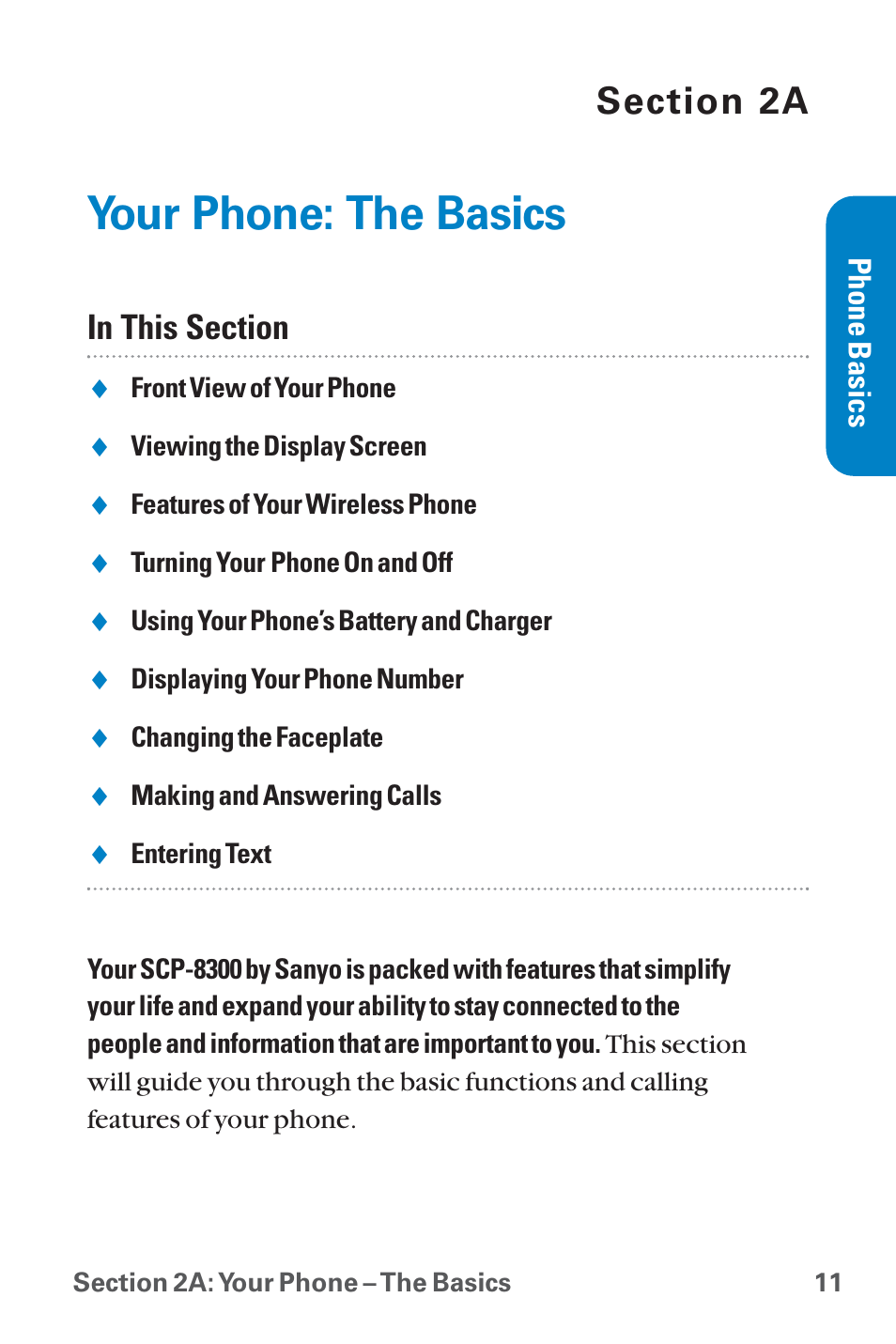 Your phone: the basics | Sanyo QWEST SCP-8300 User Manual | Page 27 / 310