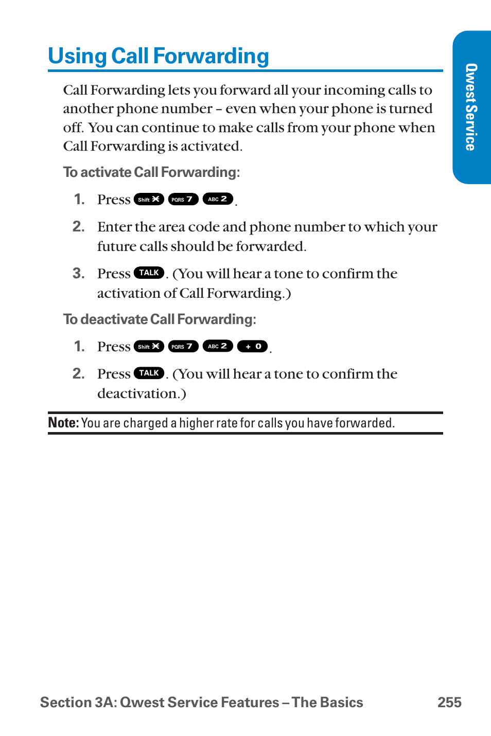 Using call forwarding, Qwest service | Sanyo QWEST SCP-8300 User Manual | Page 271 / 310