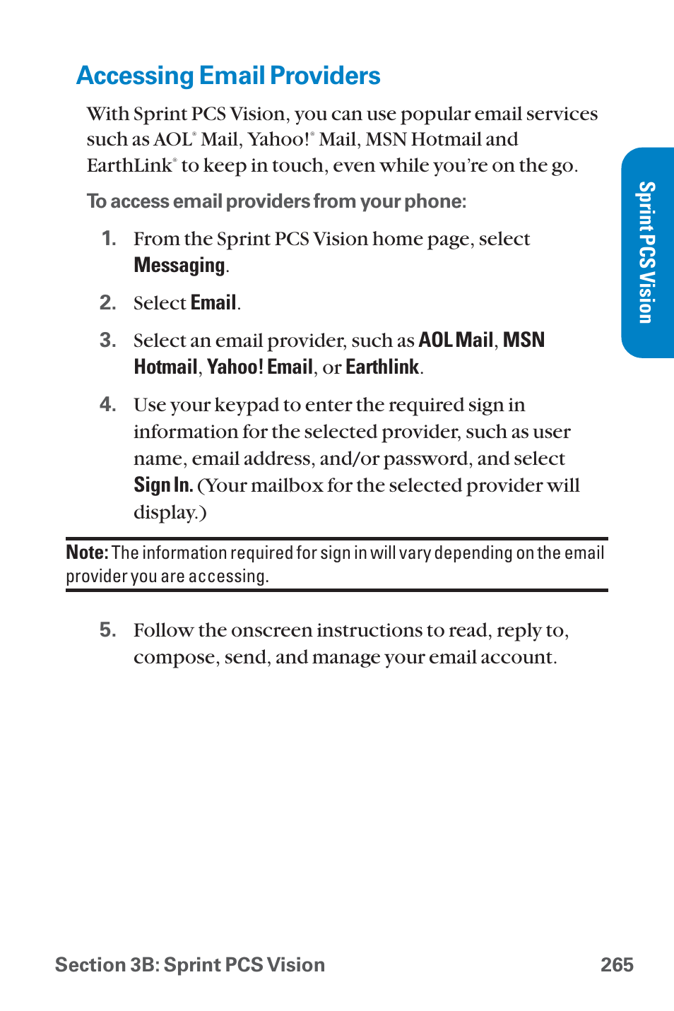 Accessing email providers | Sanyo QWEST SCP-8300 User Manual | Page 281 / 310