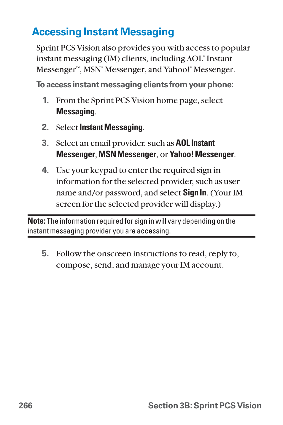 Accessing instant messaging | Sanyo QWEST SCP-8300 User Manual | Page 282 / 310