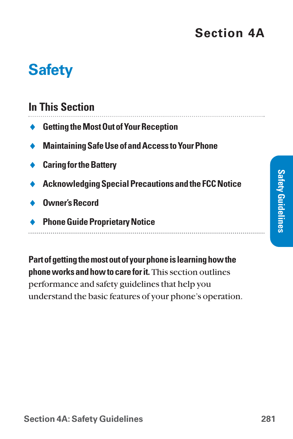 Safety | Sanyo QWEST SCP-8300 User Manual | Page 297 / 310