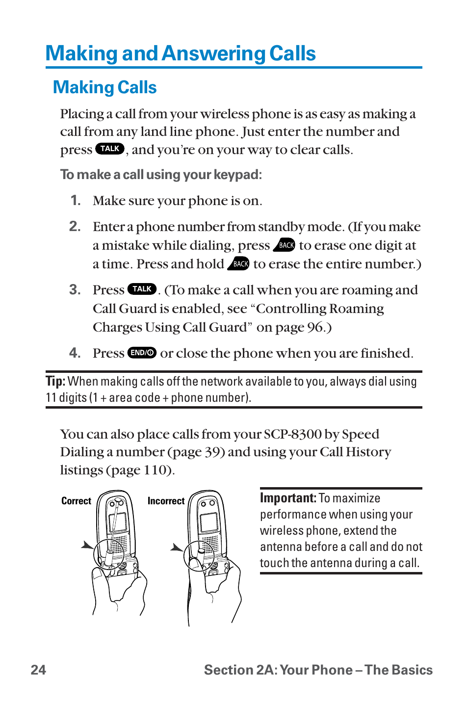 Making and answering calls, Making calls | Sanyo QWEST SCP-8300 User Manual | Page 40 / 310