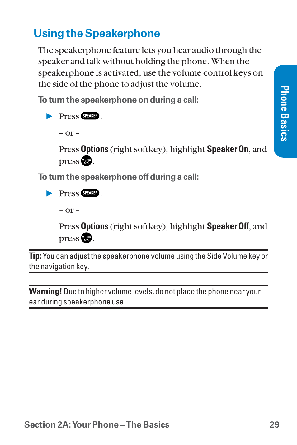 Using the speakerphone, Phone basics | Sanyo QWEST SCP-8300 User Manual | Page 45 / 310