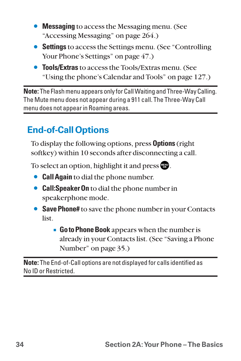 End-of-call options, Call again to dial the phone number | Sanyo QWEST SCP-8300 User Manual | Page 50 / 310