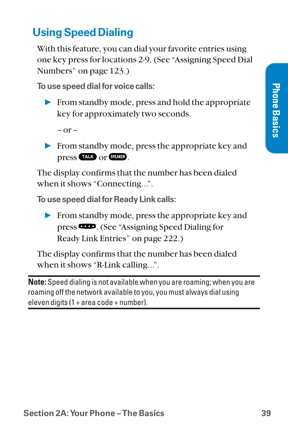 Using speed dialing, Phone basics | Sanyo QWEST SCP-8300 User Manual | Page 55 / 310