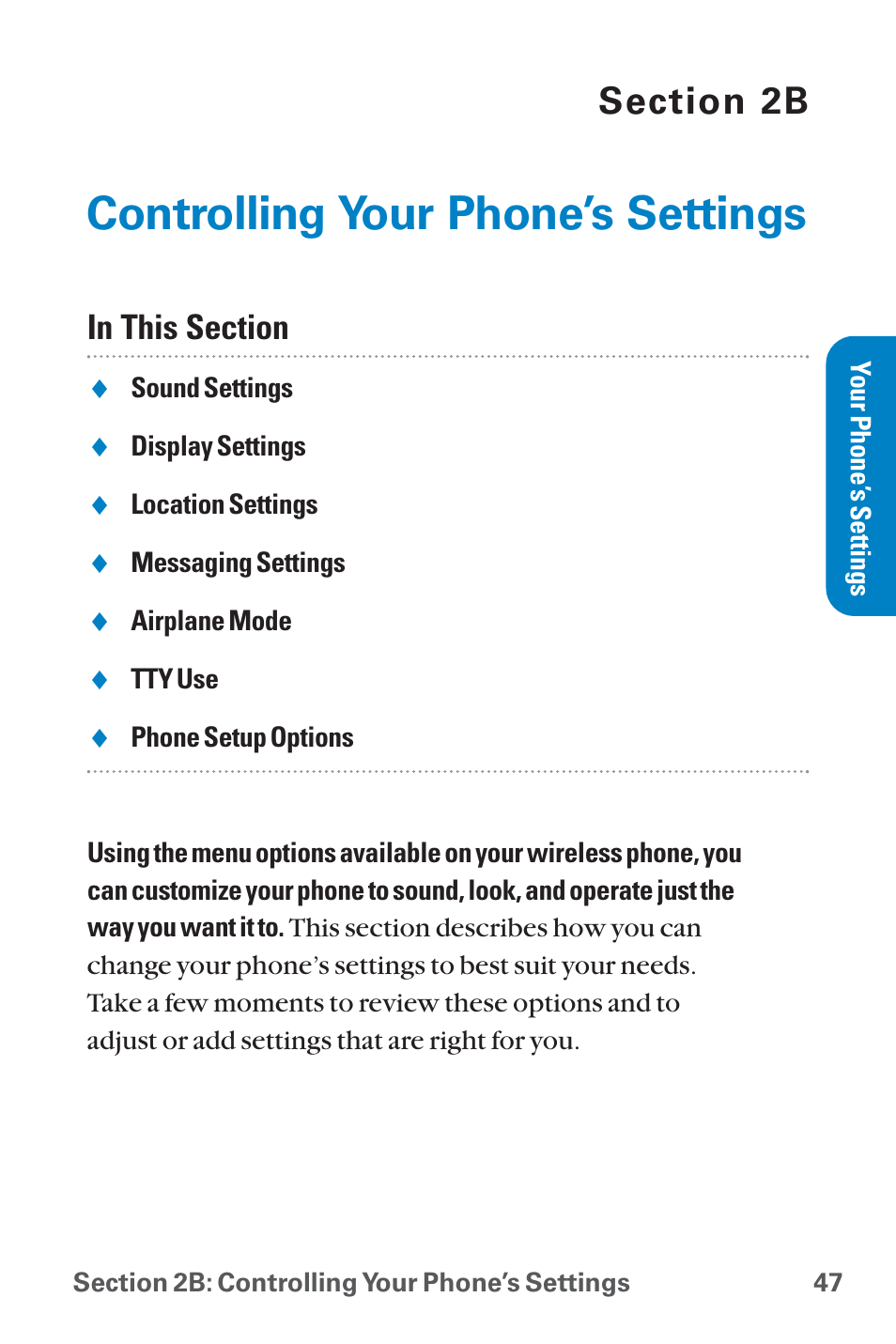 Controlling your phone’s set, Controlling your phone’s settings | Sanyo QWEST SCP-8300 User Manual | Page 63 / 310