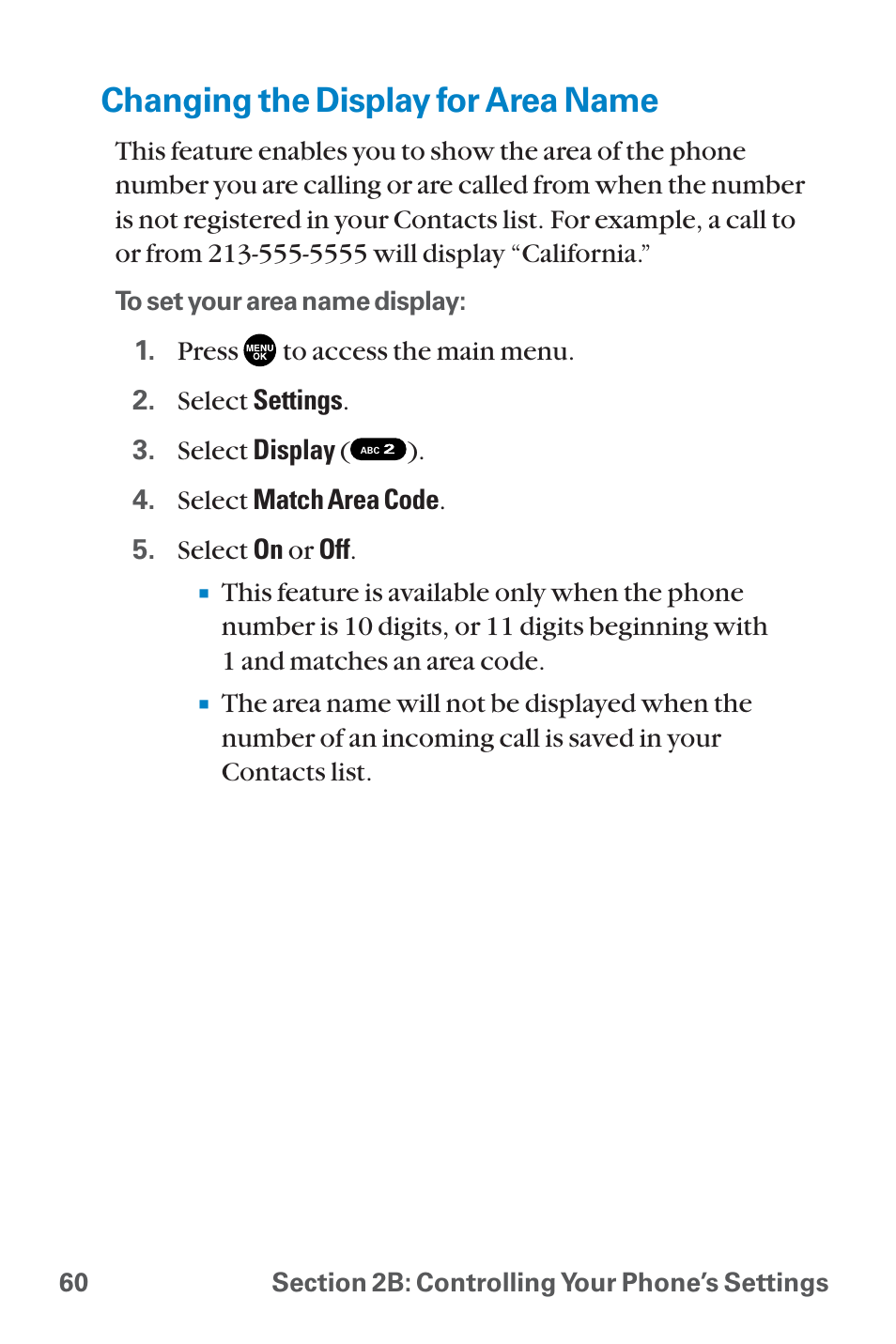 Changing the display for are, Changing the display for area name | Sanyo QWEST SCP-8300 User Manual | Page 76 / 310