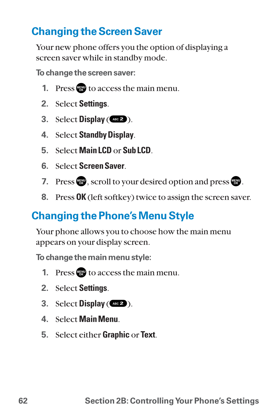 Changing the screen saver, Changing the phone’s menu style | Sanyo QWEST SCP-8300 User Manual | Page 78 / 310