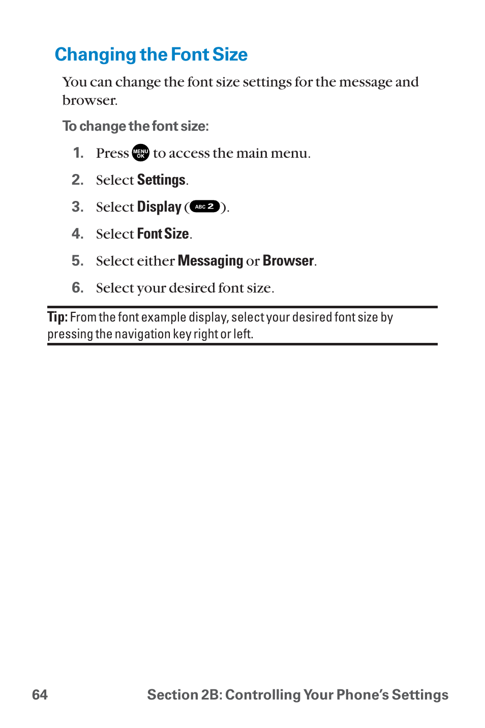 Changing the font size | Sanyo QWEST SCP-8300 User Manual | Page 80 / 310