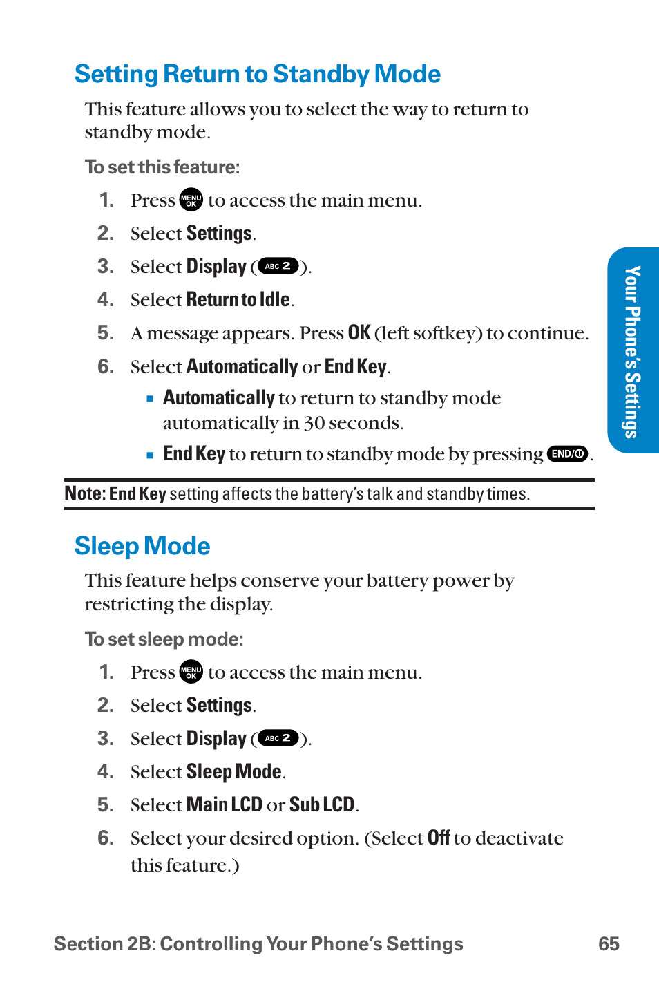 Setting return to standby mode, Sleep mode | Sanyo QWEST SCP-8300 User Manual | Page 81 / 310