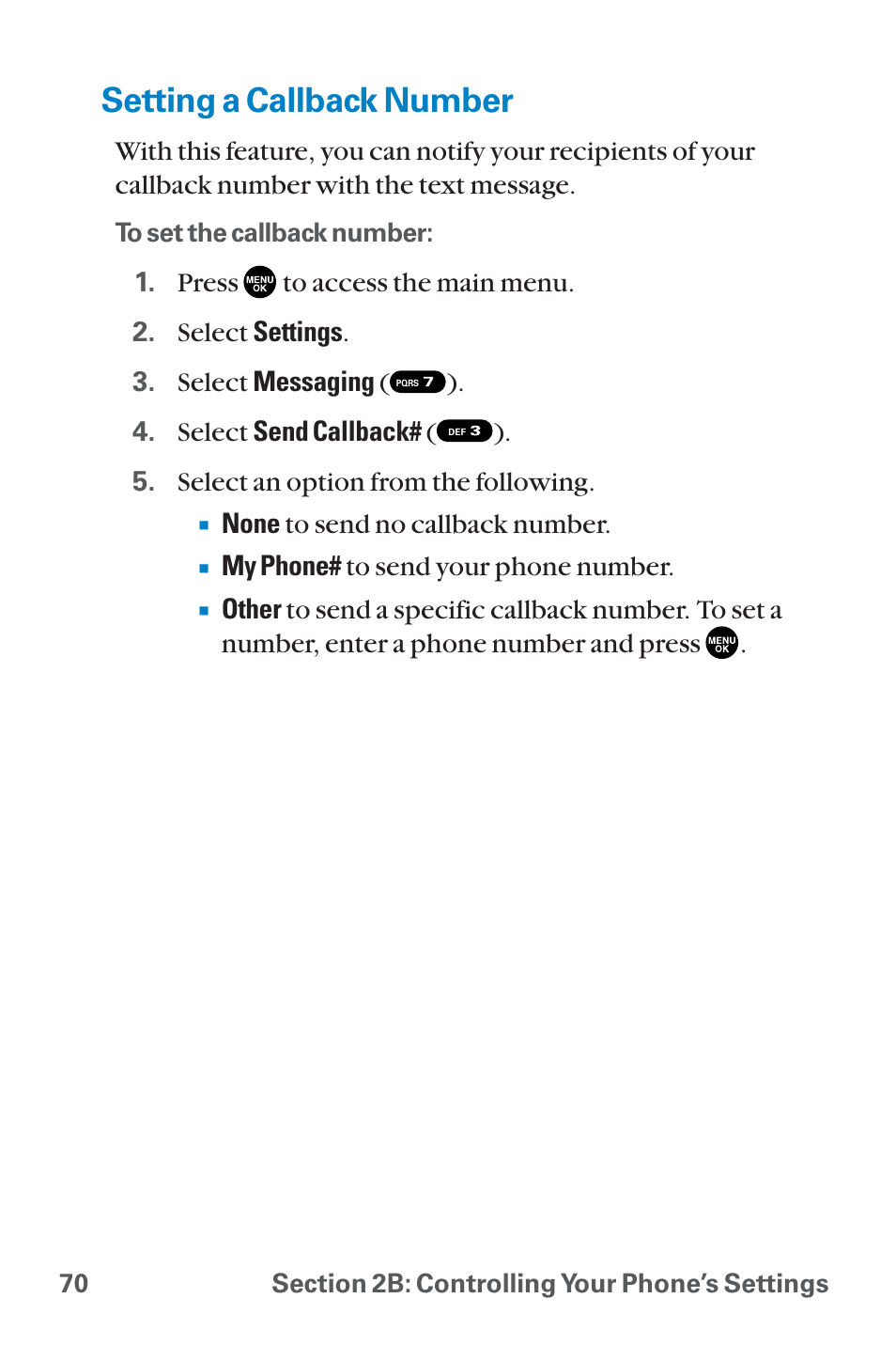 Setting a callback number | Sanyo QWEST SCP-8300 User Manual | Page 86 / 310