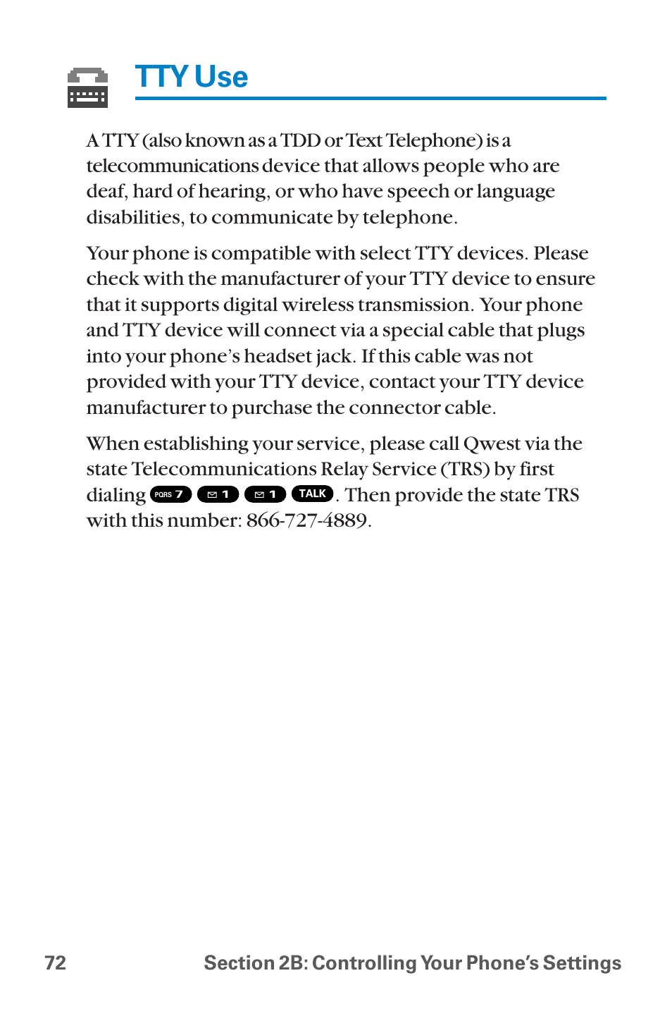 Tty use | Sanyo QWEST SCP-8300 User Manual | Page 88 / 310