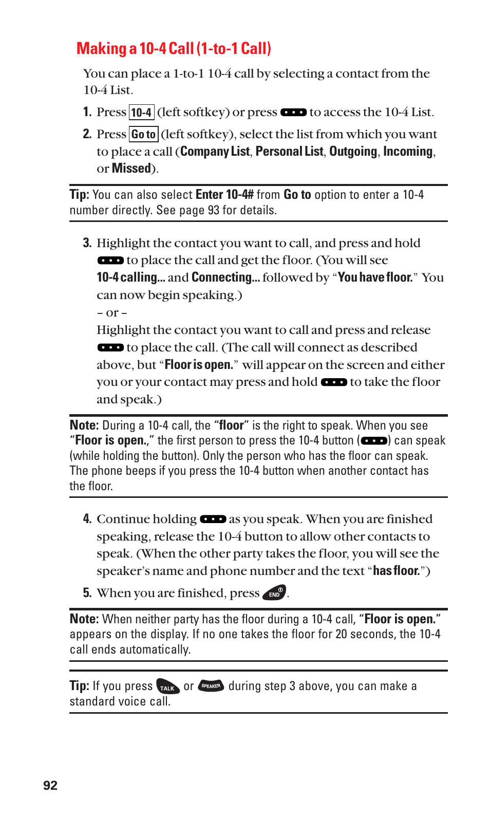 Making a 10-4 call (1-to-1 call) | Sanyo SCP-3100 User Manual | Page 100 / 157