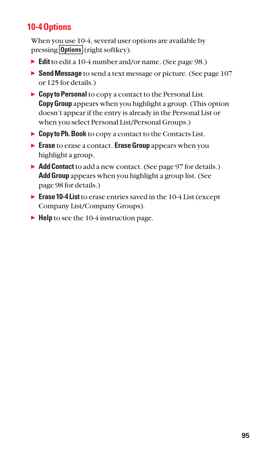 4 options, Help to see the 10-4 instruction page | Sanyo SCP-3100 User Manual | Page 103 / 157