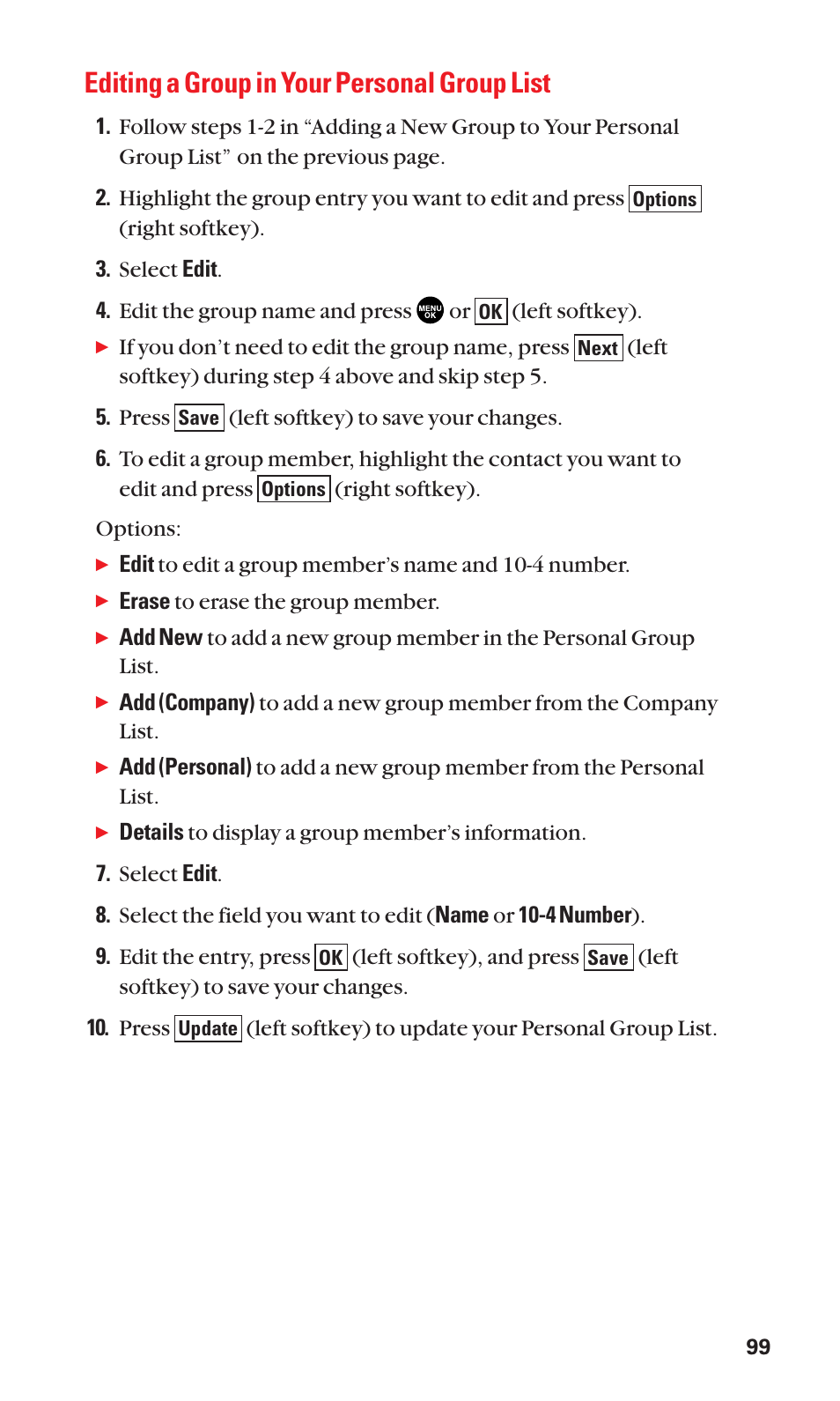 Editing a group in your personal group list | Sanyo SCP-3100 User Manual | Page 107 / 157