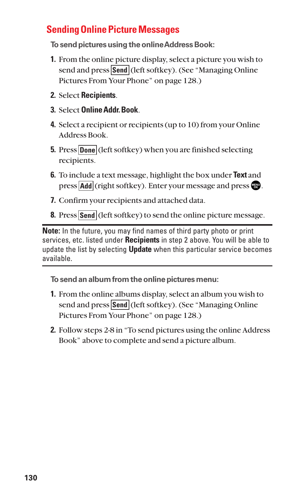 Sending online picture messages | Sanyo SCP-3100 User Manual | Page 138 / 157