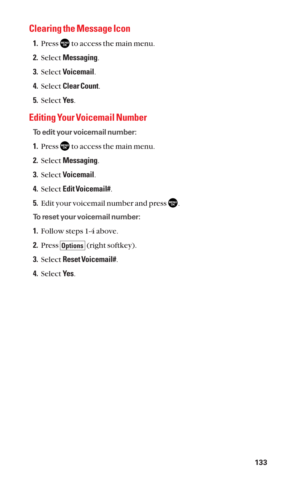Clearing the message icon, Editing your voicemail number | Sanyo SCP-3100 User Manual | Page 141 / 157