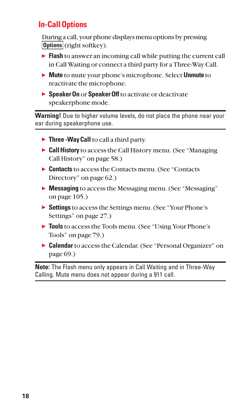 In-call options, Three -way call to call a third party | Sanyo SCP-3100 User Manual | Page 26 / 157