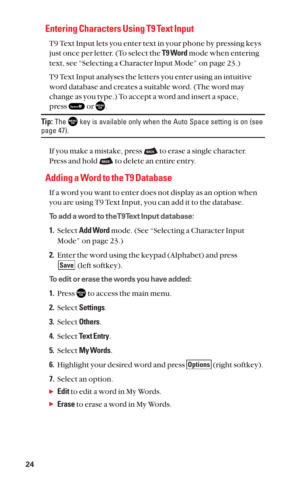 Entering characters using t9 text input, Adding a word to the t9 database | Sanyo SCP-3100 User Manual | Page 32 / 157